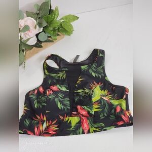 Torrid Black Tropical Floral Tank Top